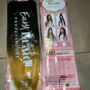 A package of hair extensions and a bag